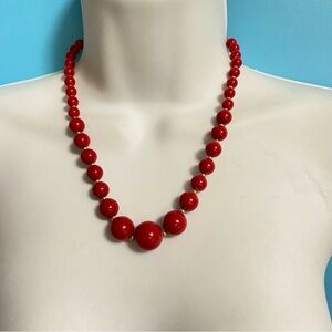 Vintage MARVELLA Red Beads Necklace